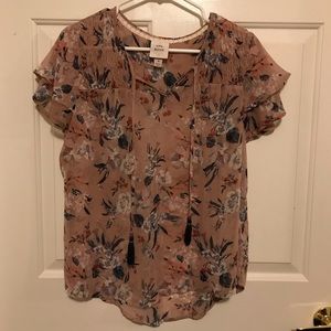 Knox Rose Peasant Shirt with Tassels